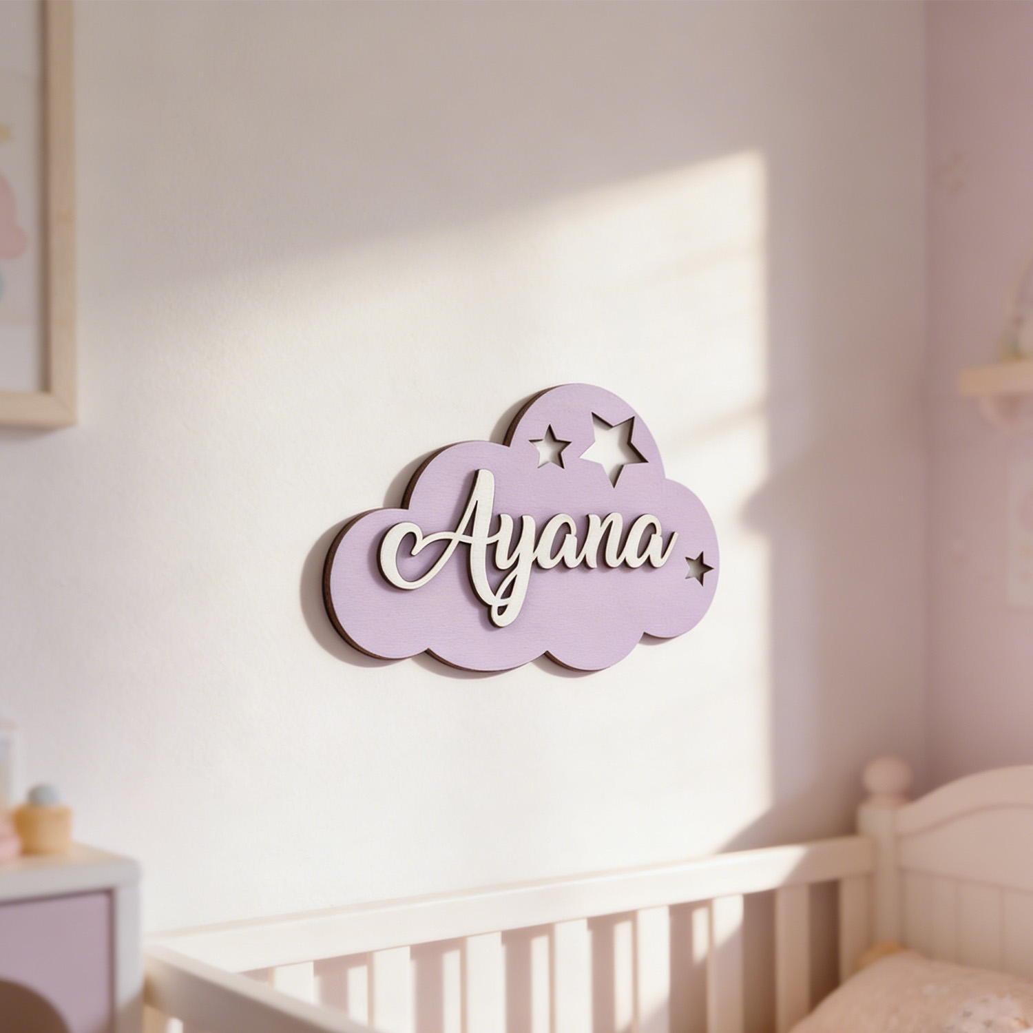 Home Decor For Birthday - 1 adet Özelleştirilebilir Bulut Şekilli Ahşap