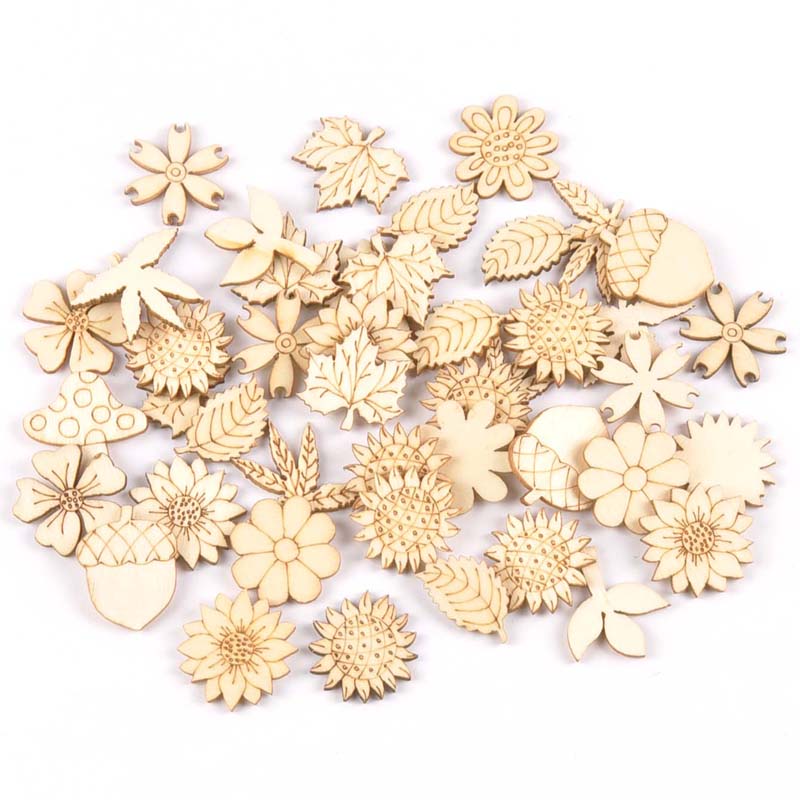 Home Decor Scrap - 30 adet 25-30mm ahşap DIY aksesuarları