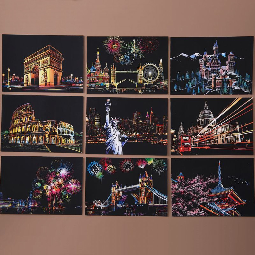 Home Decor Scrap - 20*14 cm DIY Gece Sahne Boyama