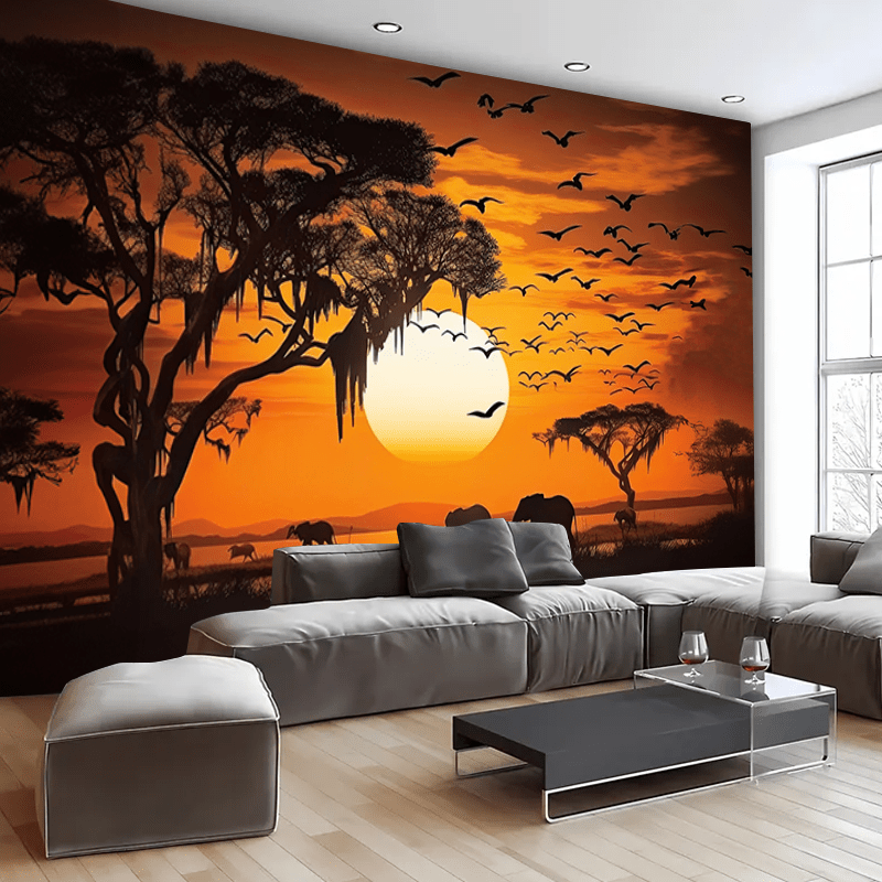Aesthetic Tapestry - Serengeti Gün Batımı Safari Gobleni Afrika