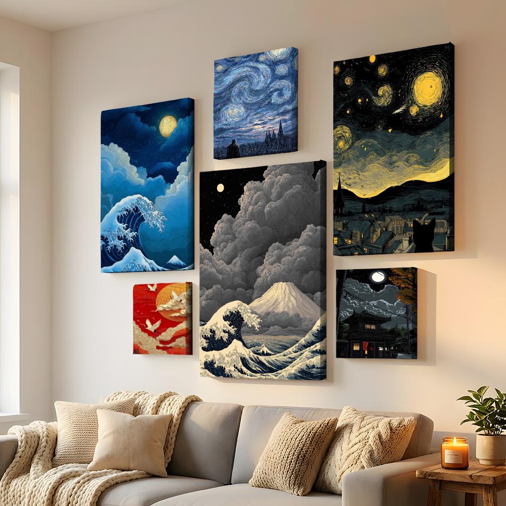 Home Decor Japandi - Japandi tarzı, Ay Işığında Dalgalanan Deniz