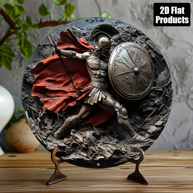 Home Decor Kolkata - Spartan Savaşçı Yuvarlak Metal Alüminyum Duvar