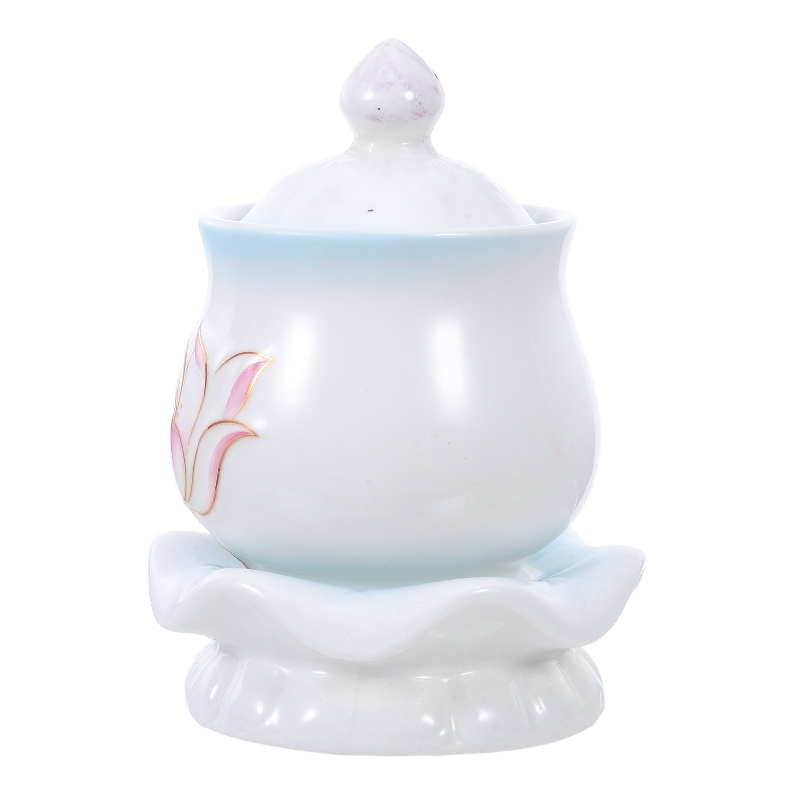 Home Decor Handmade - Sırlı Lotus Budist Su Sunum Kasesi,