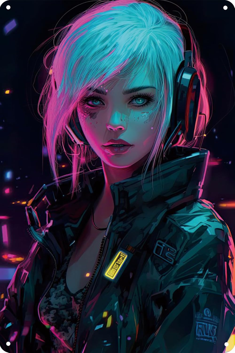 Home Decor Shop - Anime Kız Neon Metal alüminyum poster