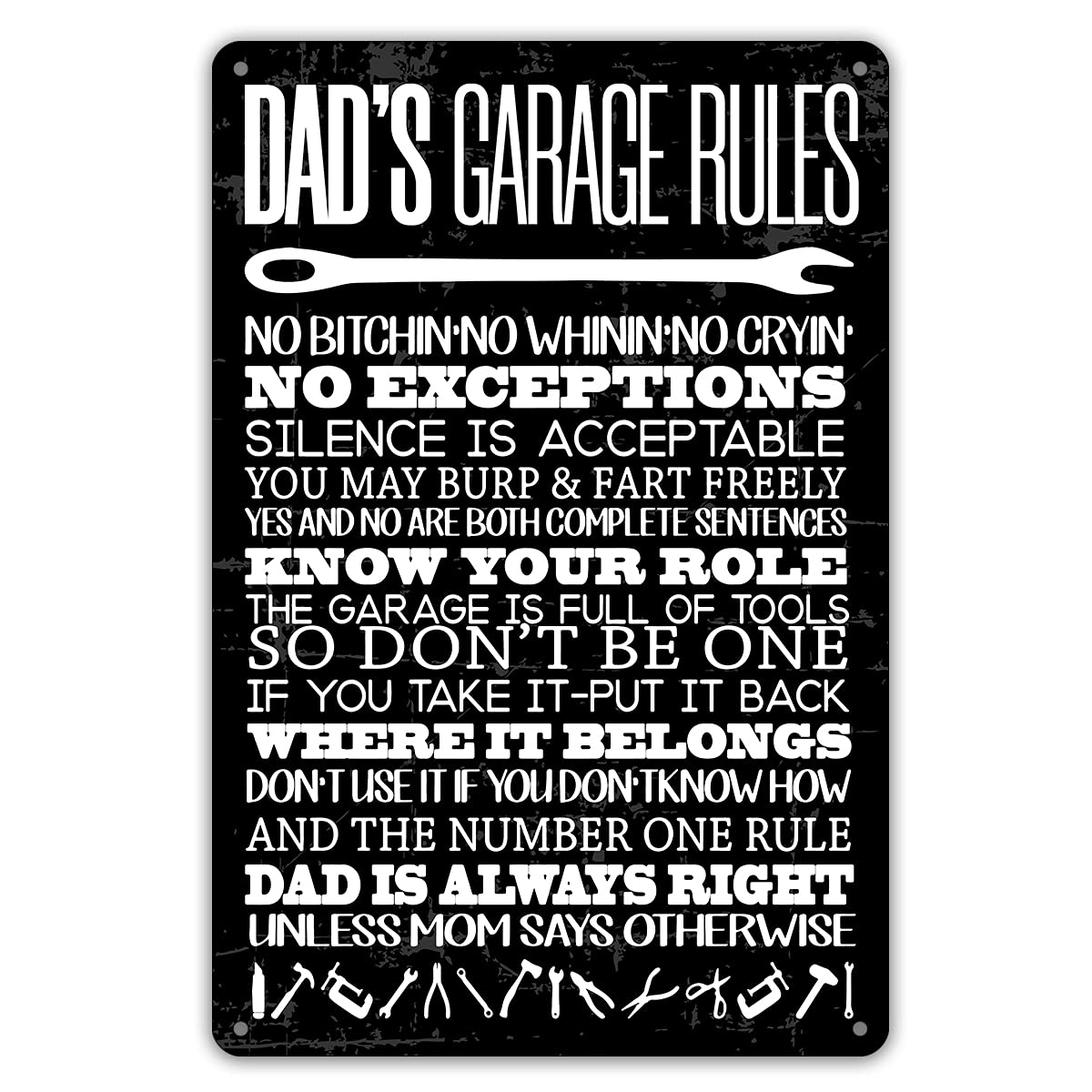 Home Decor Quotes - Komik Baba'nın Garaj Kuralları Metal Tabela