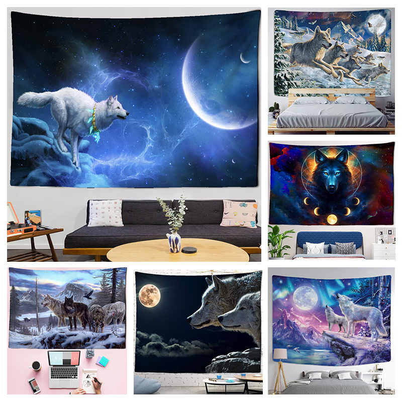 Aesthetic Tapestry - Fantezi kurt goblen duvar asılı hayvan