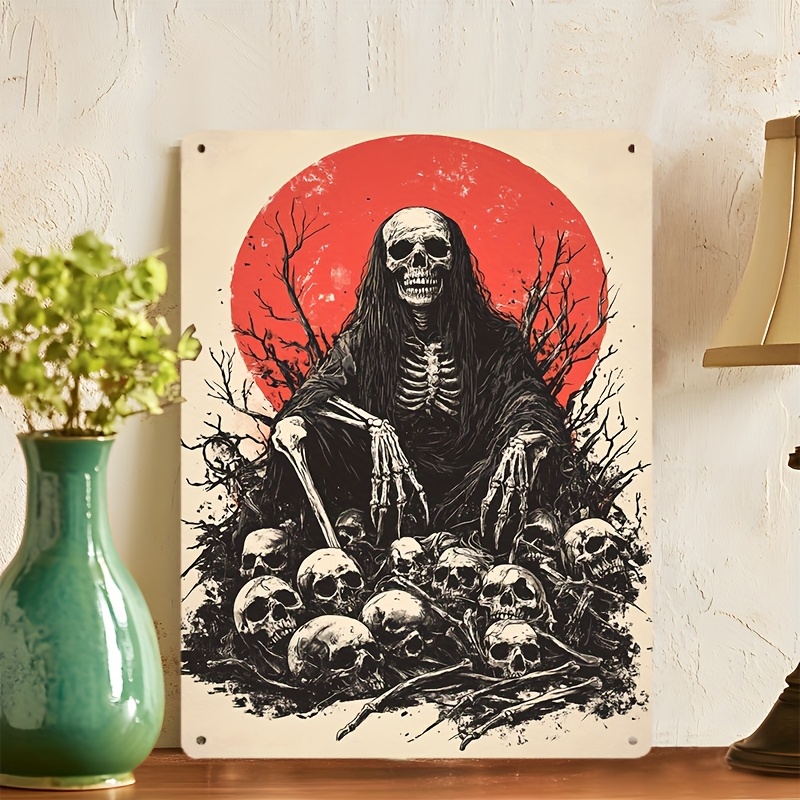 Home Decor Tree - Gotik İskelet Sanatı Metal Tabela -