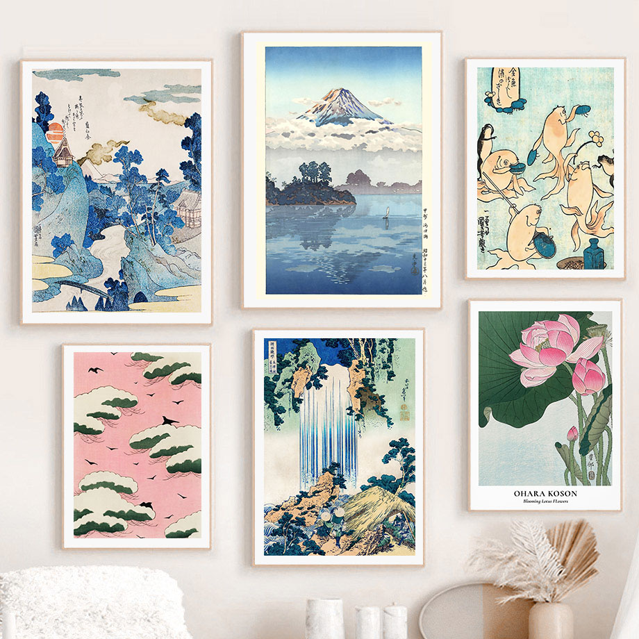 Home Decor Japandi - Hokusai Ohara Koson Japon sanat posterleri