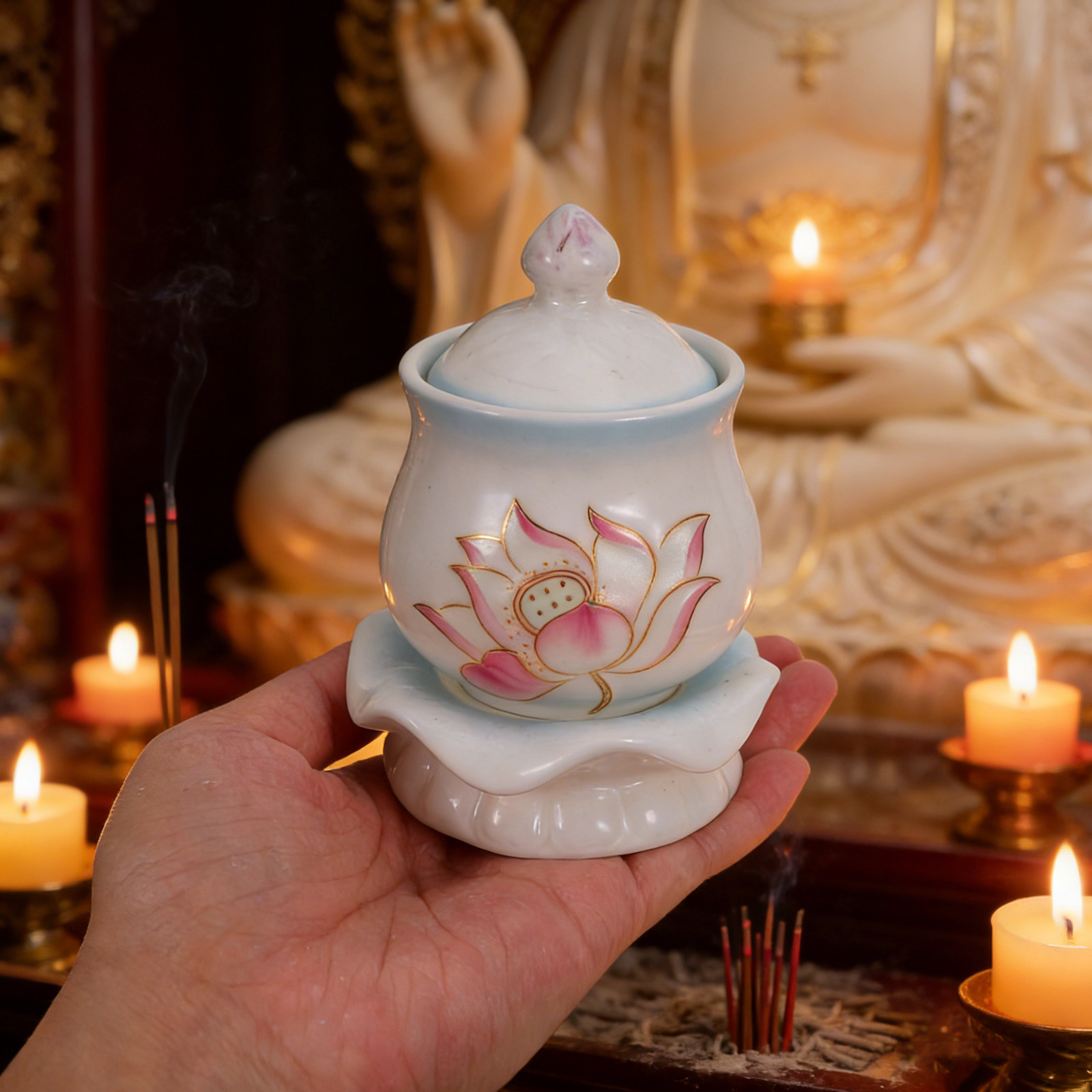 Sırlı Lotus Budist Su Sunum Ka - Home Decor Handmade incelemesi ve fiyatı