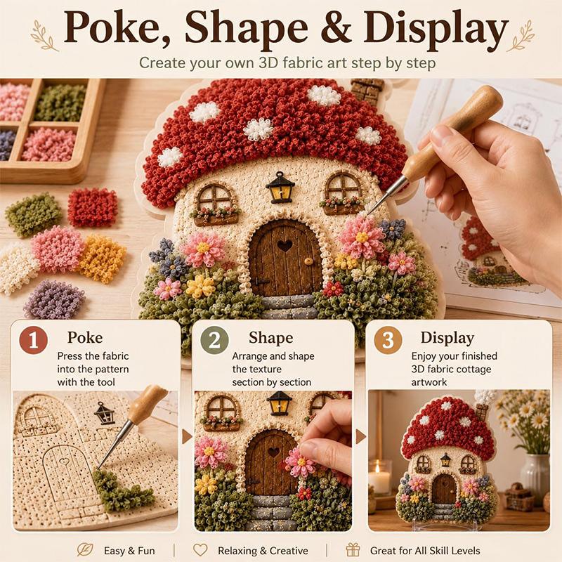 3D Mantar Ev Poke Art DIY Kiti - Home Decor Handmade incelemesi ve fiyatı