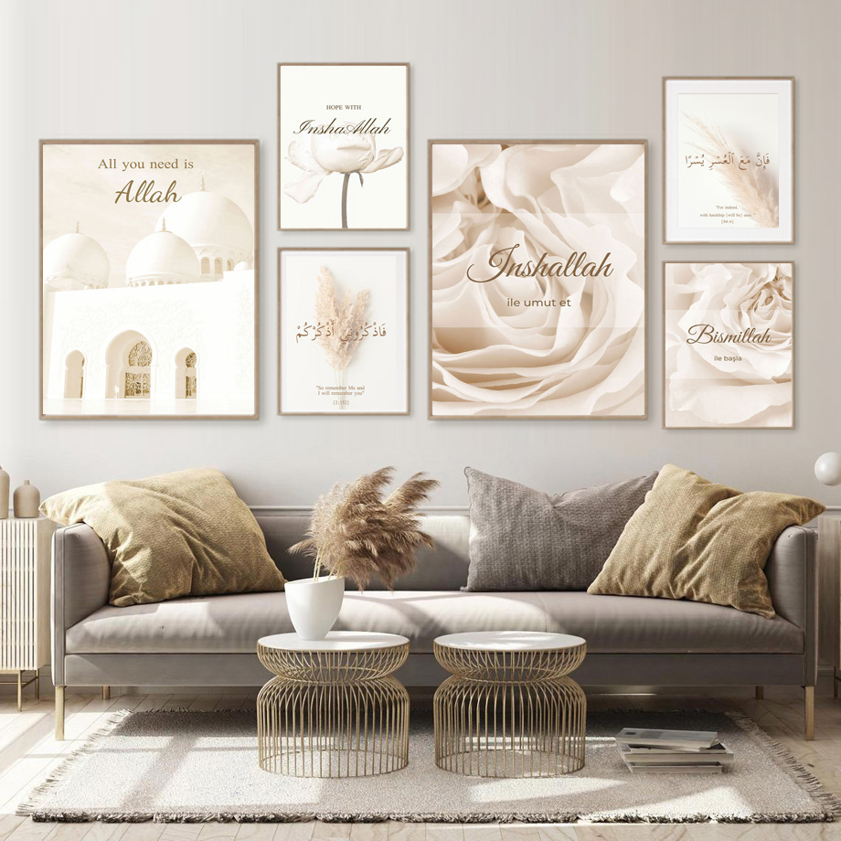İslam Fas Bej Çiçek Boho Duvar - Home Decor Japandi incelemesi ve fiyatı